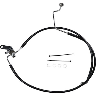 Kit durite frein arrière allongée +3" - sans ABS - pour HD Softail de 2004 à 2005 - noir - raccord chromé