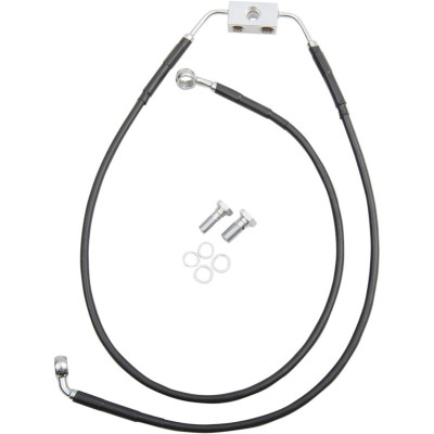 Kit durite frein avant allongée +6" - ABS - pour HD Dyna Street Bob de 2012 à 2017 - noir - raccord chromé
