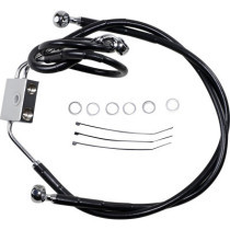 Kit durite frein avant allongée +2" - ABS - pour HD Dyna Fat Bob de 2012 à 2017 - noir - raccord chromé