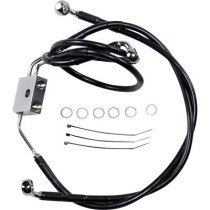Kit durite frein avant allongée +8" - ABS - pour HD Dyna Fat Bob de 2012 à 2017 - noir - raccord chromé