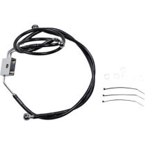 Kit durite frein avant allongée +10" - ABS - pour HD Dyna Fat Bob de 2012 à 2017 - noir - raccord chromé