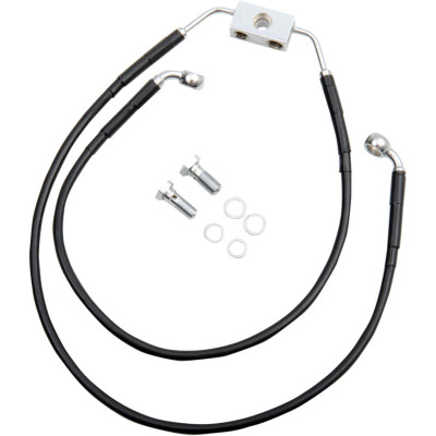 Kit durite frein avant allongée +6" - ABS - pour HD Dyna Wide Glide de 2012 à 2017 - noir - raccord chromé