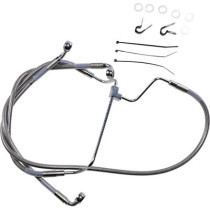 Kit durite frein avant allongée + 2" - sans ABS - pour HD Touring à partir de 2014 - inox tressé - raccord chromé