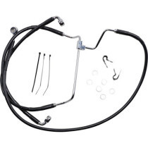 Kit durite frein avant allongée + 4" - sans ABS - pour HD Touring à partir de 2014 - noir - raccord chromé