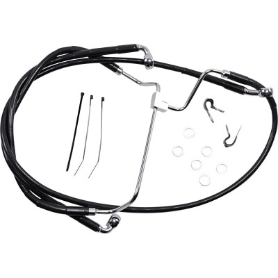 Kit durite frein avant allongée + 10" - sans ABS - pour HD Touring à partir de 2014 - noir - raccord chromé