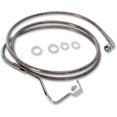 Durite frein avant allongée + 4" - ABS - pour HD Road Glide de 2015 à 2016 - inox tressé - raccord chromé