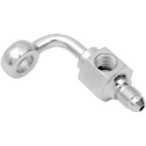 Raccord Banjo avec connection de commutateur de frein - 3/8"- 90° - AN-3 - mâle - chromé
