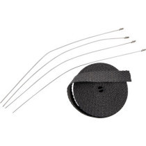 Kit de bande thermique d'échappement 1"x25' - 7,6m x 2,54cm - 4 serres câbles 14" inox - noir