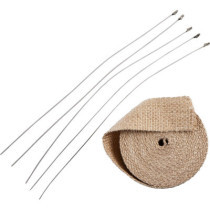 Kit de bande thermique d'échappement 2"x25' - 7,6m x 5,08cm - 4 serres câbles 14" inox - blanc cassé