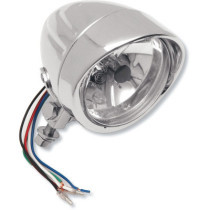 Phare additionnel avec visière - avec feu de route - 4,5" - 55/60 W- montage inférieur - chromé