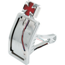 Support de plaque latéral - vertical - avec feu arrière Maltese cross - HD Softail de 2000 à 2007 - chromé