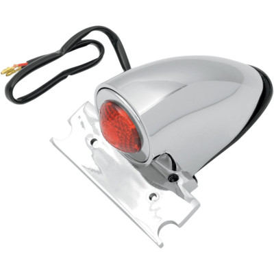 Feu arrière 50' - Style Chopper - support de plaque - 12 V - double filament - rouge - chromé