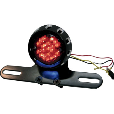Feu arrière à led - Bobber - 12 V - double filament - support de plaque - noir