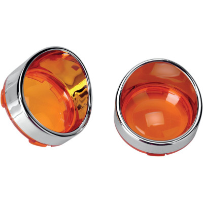 Lentilles de clignotants avec visière - Style Deuce - orange - cerclage chromé