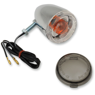 Clignotant arrière - Bullet - double filament - verre fumé - chromé