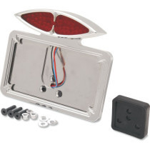 Support de plaque d'immatriculation + éclairage led Cat Eye - sur garde-boue - horizontal - chromé