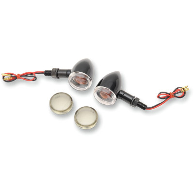 Kit de clignotants avant Mini Deuce - avec support - 12 V - verre fumé/clair - noir