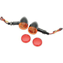 Kit de clignotants avant Mini Deuce - 12 V - verre orange/rouge - noir