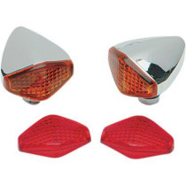 Kit de clignotants avant Diamond - 12 V - verre orange/rouge - chromé