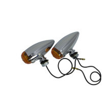 Feux de position à led Bullet Grooved - 12 V - verre orange - chromé