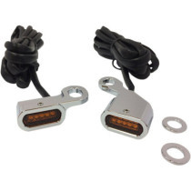 Kit clignotants avant led - HD Dyna de 1999 à 2017, Softail de 2000 à 2014, Sportster XL de 1996 à 2003 - verre orange - chromé