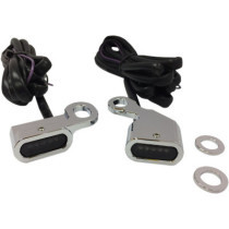 Kit clignotants avant led - HD Dyna de 1999 à 2017, Softail de 2000 à 2014, Sportster XL de 1996 à 2003 - verre fumé - chromé