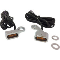 Kit clignotants avant - led - sous guidon - pour HD Sportster XL à partir de 2004 - lentille orange - chromé