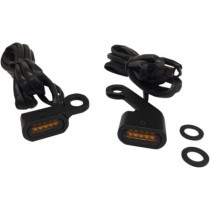 Kit de clignotants avant - led - sous guidon - pour Harley Davidson Softail à partir de 2015 - lentille orange - noir