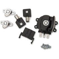 Kit Contacteur à clés/serrures - sacoches lat. - pour Dyna FXDWG 1996/2005, Softail 2000 /2010, Road King 1994/2013 - noir