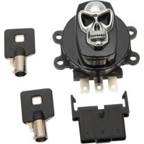 Contacteur à clé Skull - pour HD Dyna, FXDWG de 1999 à 2011, Softail de 2000 à 2010, Road King de 1999 à 2013 - noir