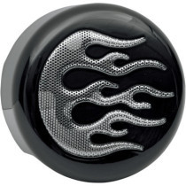 Cache klaxon Flame - pour Harley Davidson Big Twin, Sportster XL à partir de 1991 - noir