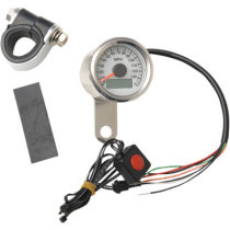 Compteur de vitesse électro. - 48 mm - mph - pour HD Big Twin de 1999 à 2003 et Sportster XL de 1986 à 2003 - chromé fond blanc