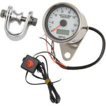Compteur de vitesse électro. - 60 mm - mph - pour HD Big Twin de 1999 à 2003 et Sportster XL de 1986 à 2003 - chromé fond blanc