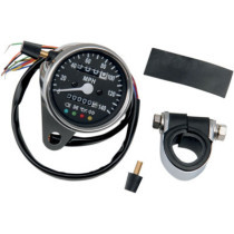 Mini compteur de vitesse méca. avec indicateurs à led - mph - 60 mm - 2240:60 - chromé fond noir