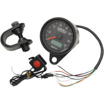 Compteur de vitesse électro. - mph - 60 mm - pour HD Big Twin de 1999 à 2003 et Sportster XL de 1986 à 2003 - noir fond noir