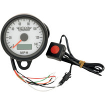 Compteur de vitesse électro. - mph - 60 mm - pour HD Big Twin de 1999 à 2003 et Sportster XL de 1986 à 2003 - noir fond blanc