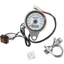 Compteur de vitesse électro. - kmh - 60 mm - pour HD Big Twin de 1999 à 2003 et Sportster XL de 1986 à 2003 - chromé fond blanc
