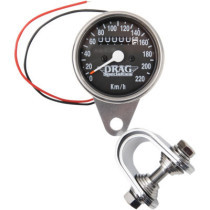 Mini Compteur de vitesse/compteur kilométrique - mph - 60 mm - 2:1 - chromé fond noir