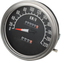 Compteur de vitesse analogique FL Style - kmh - 127 mm - pour HD Big twin de 1947 à 1984 - chromé fond noir