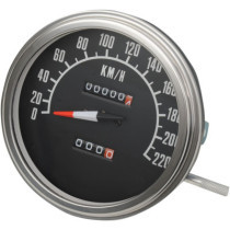 Compteur de vitesse analogique FL Style - kmh - 127 mm - pour HD Big twin de 1962 à 1983 - chromé fond noir