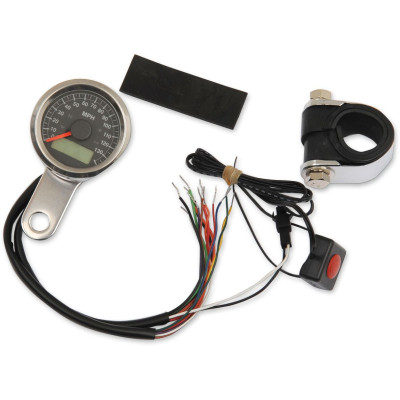Compteur de vitesse mph avec témoins - 48 mm - pour HD Big Twin 1999 à 2003 et Sportster XL de 1986 à 2003 - chromé fond noir