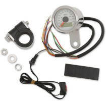 Compteur de vitesse mph avec témoins - 48 mm - pour HD Big Twin 1999 à 2003 et Sportster XL de 1986 à 2003 - chromé fond blanc