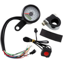 Compteur de vitesse mph avec témoins - 48 mm - pour HD Big Twin de 1999 à 2003 et Sportster XL de 1986 à 2003 - noir fond blanc