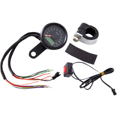 Compteur de vitesse kmh avec témoins - 48 mm - pour HD Big Twin de 1999 à 2003 et Sportster XL de 1986 à 2003 - noir fond noir
