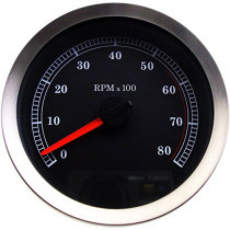 Compte-tours - 8000 RPM - 2,75" - pour HD Dyna de 2004 à 2011, Sportster XL et Touring de 2004 à 2011- fond noir