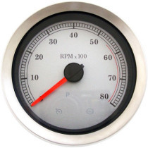 Compte-tours - 8000 RPM - 2,75" - pour HD Dyna de 2004 à 2011, Sportster XL et Touring de 2004 à 2011- fond blanc
