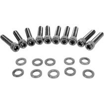 Kit de vis moletées de carter de distribution - pour Harley Davidson avec moteur Twin Cam de 1999 à 2017 - noir