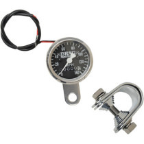 Mini compteur de vitesse mécanique - 1-7/8" - 2240:60 - 140 MPH - fond noir - boitier chromé