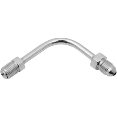 Raccord de durite de frein évasé BANJO - long - 90° - mâle AN-3  et mâle 3/8" - 24 - chromé