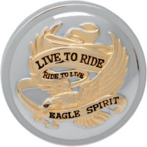 Bouchon de réservoir d'essence Live To Ride - Non Ventilé - Harley Davidson à partir de 1982 - Chrome et doré
